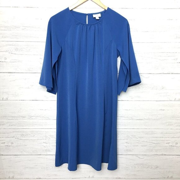 NEW J. Jill Christian Siriano Blue Dress 3/4 Bell Sleeves Pullover Size XS - Picture 9 of 9